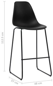Cadeiras de bar 6 pcs plástico preto