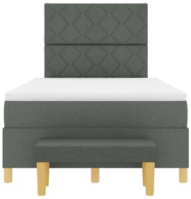 Cama Box com Colchão e Banco Cinza Escuro 120x190 cm Tecido