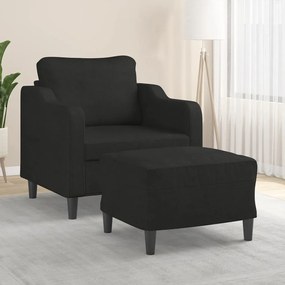 Poltrona com apoio de pés 60 cm tecido preto