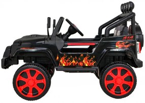 Carro elétrico para Crianças 12V 4x4 NEW Raptor DRIFTER 4 x 4 Rodas de EVA, Assento de couro Preto Chamas