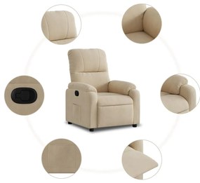 Poltrona reclinável tecido de microfibra cor creme