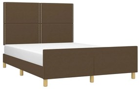 Estrutura de cama sem colchão 140x200 cm tecido castanho-escuro