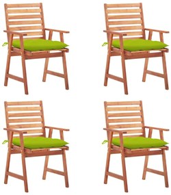 Cadeiras de jantar p/ jardim 4 pcs c/ almofadões acácia maciça