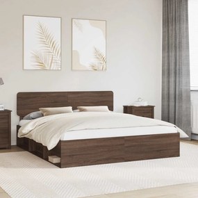 vidaXL Estrutura da Cama com cabeceira Carvalho Marrom 180 x 200 cm