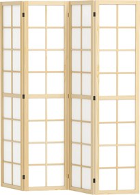 Biombo de interior dobrável de 4 painéis, 160 x 170 cm, divisória para sala de estar, quarto e casa, cor natural