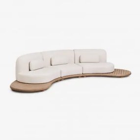 Sofá Modular Curvo De Jardim De 3 Peças Em Madeira De Acácia Gerard Marrom Acácia Claro - Sklum