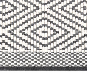 Tapete de exterior c/ design reversível 80x150 cm cinza/branco