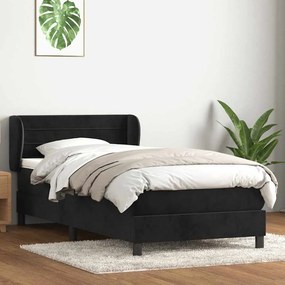 vidaXL Cama com molas/colchão preto 80x210 cm veludo