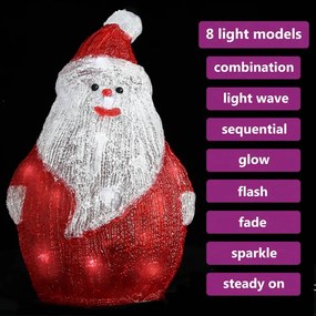 Figura Pai Natal acrílico c/ luzes LED interior e exterior 28cm