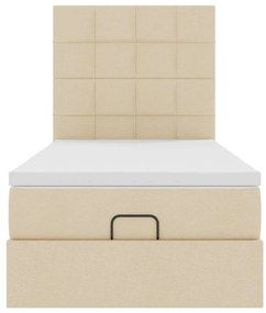 Cama otomana com colchão 100x200 cm tecido creme