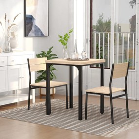 Conjunto de mesa e cadeiras para 2 pessoas, conjunto de jantar de 3 peças com 2 cadeiras encaixáveis em carvalho claro