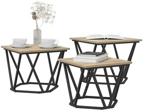 Mesas Laterais vidaXL 3 pcs Carvalho Sonoma Madeira Engenharia