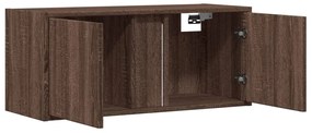 Móvel de parede p/ TV c/ luzes LED 80x31x35cm carvalho castanho