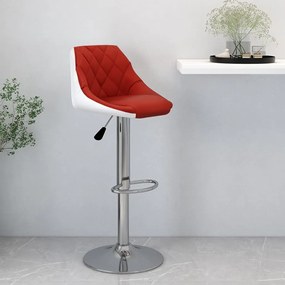 vidaXL Banco de bar couro artificial vermelho tinto e branco