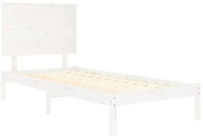 Estrutura de cama solteiro 90x190 cm madeira maciça branco