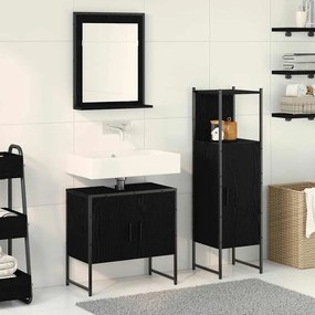 vidaXL Conjunto de Móveis para Banheiro 3 pcs Preto 33 x 33 x 102.5 cm