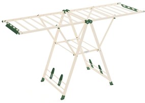 Estendal de metal dobrável para secar roupas com asas ajustáveis ​​em altura - Branco