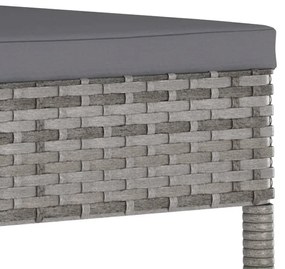 3 pcs conjunto de jantar para jardim vime PE cinzento