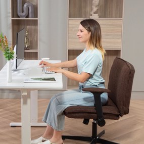 Cadeira de Escritório com Apoios de Braço Rebatíveis Assento  Altura Ajustável  Função Basculante 76x70x85-97 cm Castanho