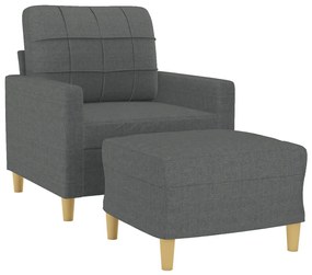 Poltrona com apoio de pés 60 cm tecido cinzento-escuro