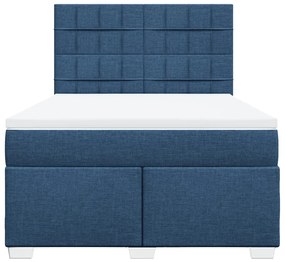 Cama com molas/colchão 140x200 cm tecido azul