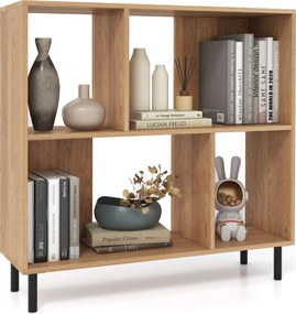 Estante de 4 cubos com pernas de metal 90 x 30 x 90 cm natural