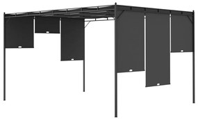 Gazebo de jardim com cortina lateral 4x3x2,25m antracite