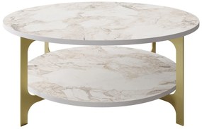 Mesa de Centro Versy – Dourado e Branco – 90x90x36,8 cm