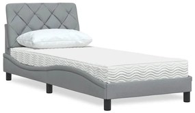 vidaXL Cama com colchão 80x200 cm tecido cinzento-claro