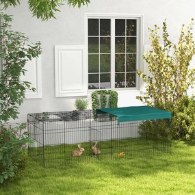 Recinto modular em aço com lona para coelhos, roedores e pequenos animais, para interior e exterior, 220 x 85 x 70 cm, verde