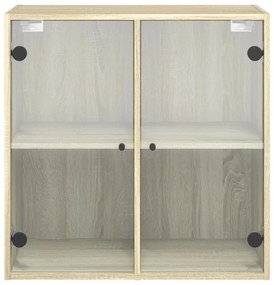 Armário de parede c/ portas vidro 68x37x68,5 cm carvalho sonoma