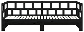 Estrutura sofá-cama de puxar 2x(90x200) cm pinho maciço preto