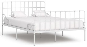 vidaXL Estrutura de cama com estrado de ripas 140x200 cm metal branco
