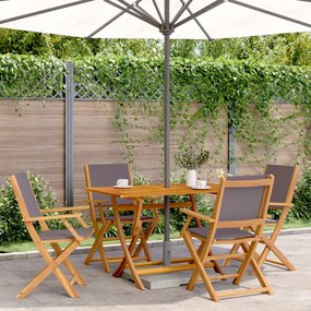 vidaXL 5 pcs conj. jantar p/ jardim tecido/madeira maciça antracite
