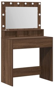 Mesa de Maquiagem vidaXL com Luzes LED Carvalho Escuro 79x41x135 cm
