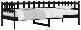 Sofá-cama 90x190 cm madeira de pinho maciça preto