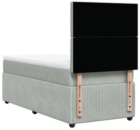 Cama com molas/colchão 100x200 cm veludo cinza-claro