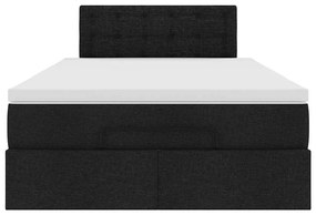 Cama otomana com colchão &amp; LEDs 120x190 cm tecido preto