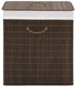 Cesto retangular para roupa suja bambu castanho escuro