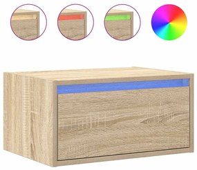 Mesas de cabeceira de parede com luzes LED 2pcs carvalho sonoma
