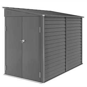 Outsunny Caseta Metálica 3,5m² 143x270x202cm Galpão com Telhado de Uma Água Porta Dupla Trancável, Fundação, Aberturas de Ventilação | Aosom Portugal