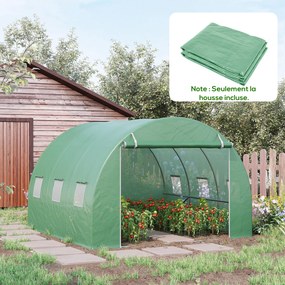 Lona de substituição de 9 m², lona 3 x 3 x 2 m para estufa em túnel (ESTRUTURA NÃO INCLUIDA)  em PE anti-UV, impermeável, com 6 janelas + porta enrolá