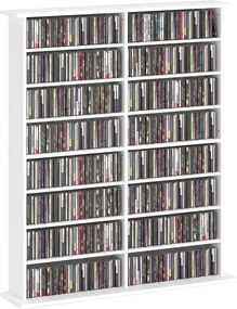Organizador para CD e DVD com 16 compartimentos e 12 prateleiras ajustáveis 106,5 L x 24 P x 126,3 A cm, capacidade máxima de 720 CD/396 DVD e Blu-ray