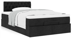 Cama otomana com colchão 120x200 cm tecido preto