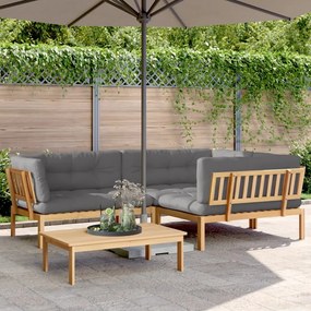 vidaXL 4 pcs móveis de paletes p/ jardim c/ almofadões acácia maciça