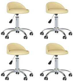 vidaXL Cadeiras de jantar giratórias 4 pcs couro art. creme