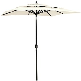 vidaXL Guarda-sol de jardim 3 camadas c/ poste de alumínio 2x2 m areia