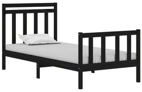 Estrutura cama de solteiro 90x190 cm madeira maciça preto