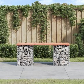 vidaXL Banco jardim design gabião 103x31x42 cm madeira douglas maciça