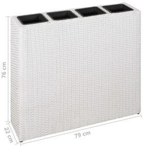 Floreira com 4 vasos vime PE branco
